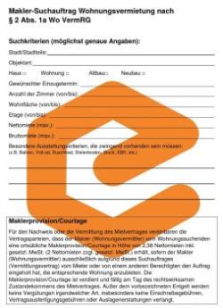 Makler-Suchauftrag Wohnungsvermietung nach § 2 Abs. 1a Wo VermRG