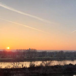 Fernblick mit Sonnenuntergang