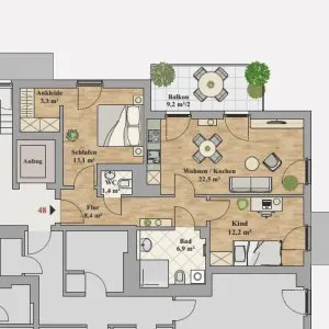 Grundriss WE 48